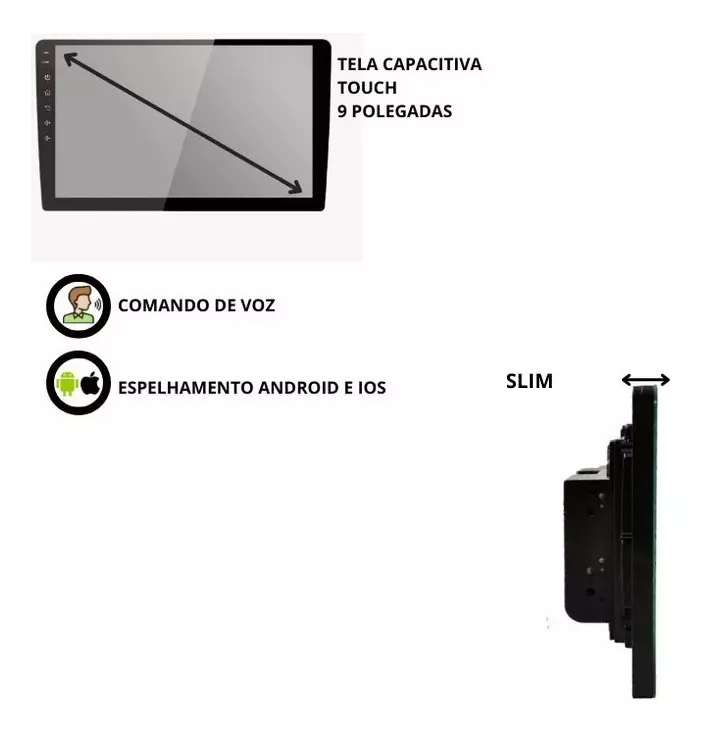 Central Multimídia Premium Mp8 Plus Full Touch 9 Polegadas - Imagem 6