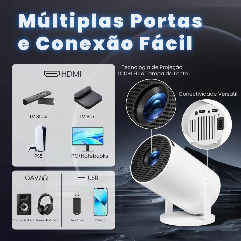 Projetor 4K HD 150 Polegadas 6