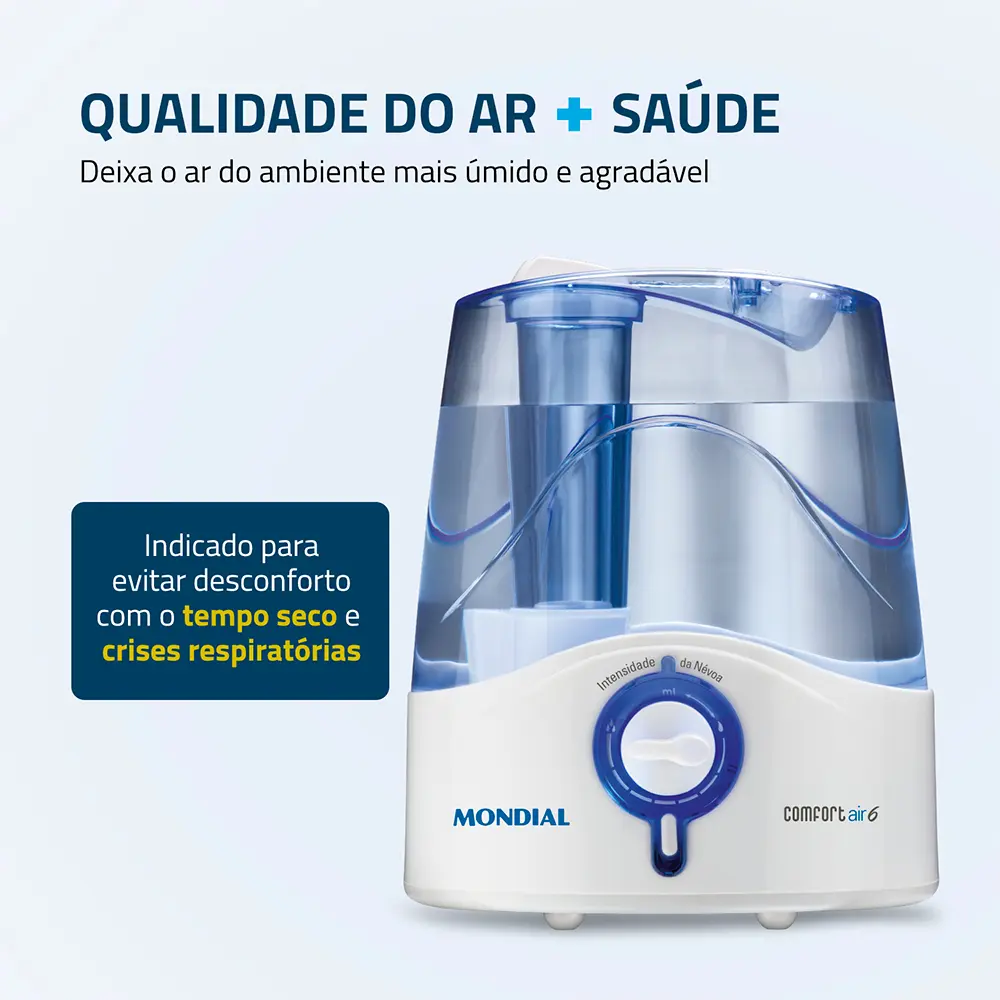 Umidificador de Ar Ultrassônico Portátil Mondial Comfort 02