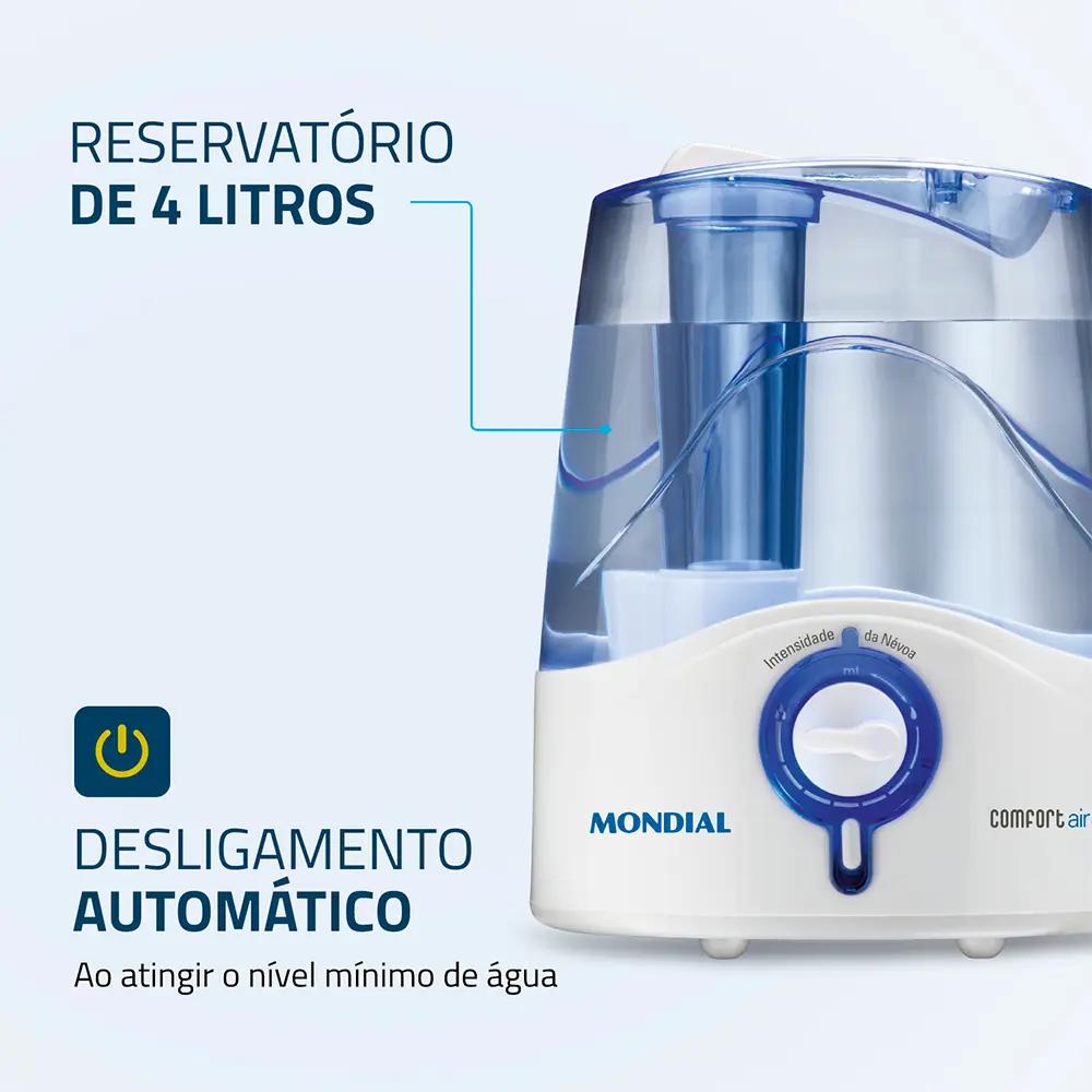 Umidificador de Ar Ultrassônico Portátil Mondial Comfort 05