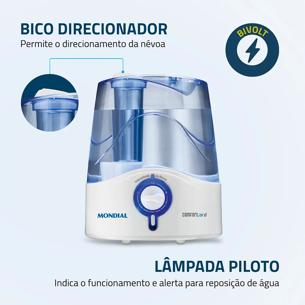 Umidificador de Ar Ultrassônico Portátil Mondial Comfort 06